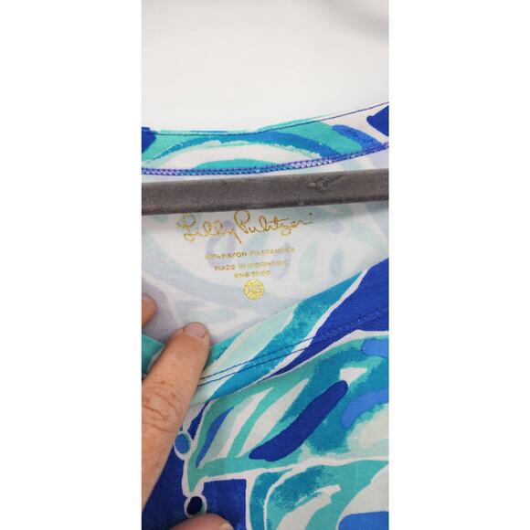 LILLY PULITZER UPF 50+ Sophie Ruffle‎ Dress Long Sleeve Shift Dress Blue XS - Picture 8 of 9